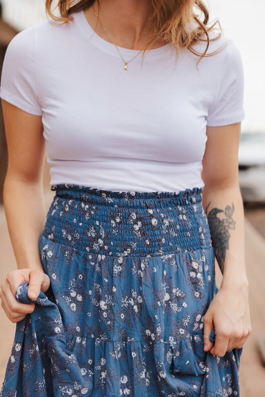 Juliet Crew Neck Cropped Tee - White