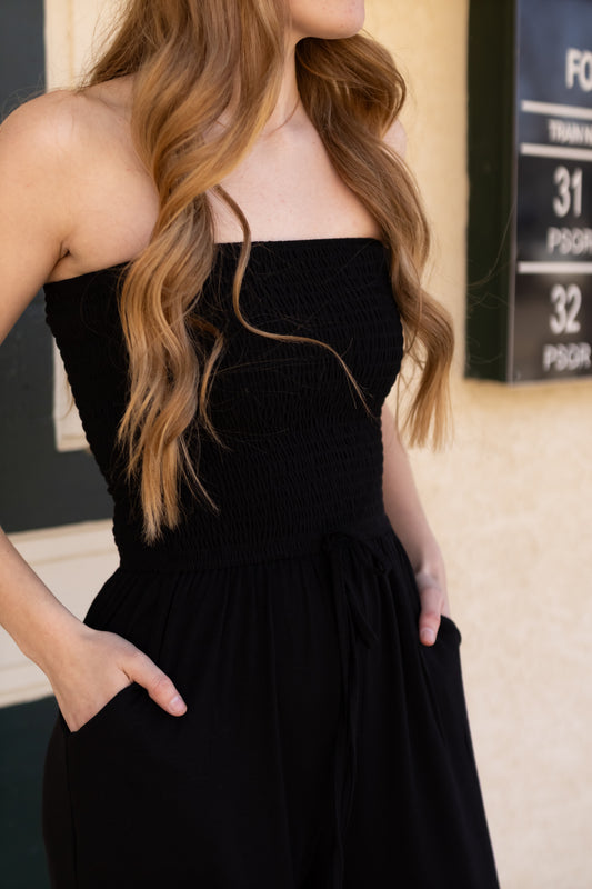Jody Smocked Strapless Jumpsuit