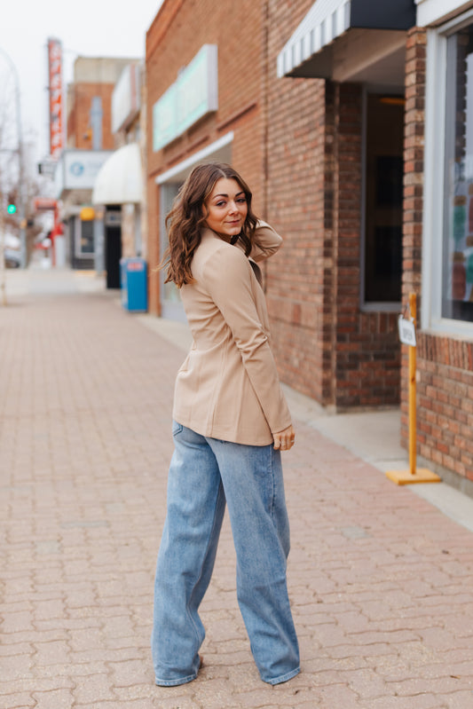 Marguerite Notch Collar Long Line Blazer
