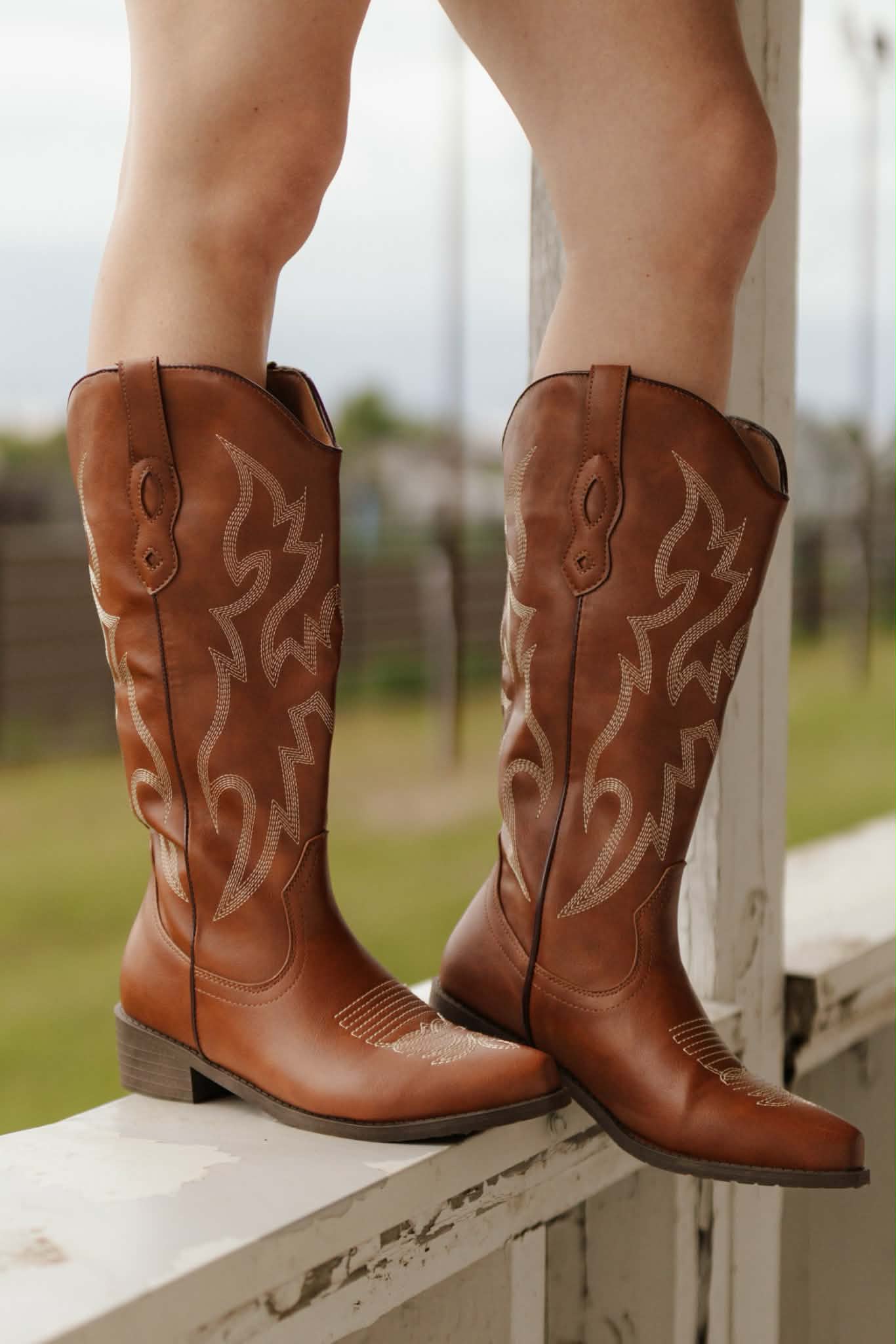 Katie Embroidery Detail Cowboy Boots