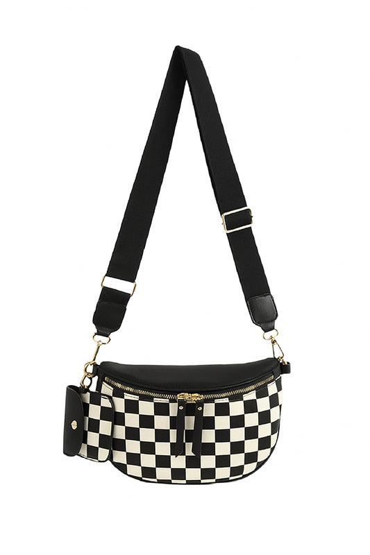 Powell Checker Crossbody Bag - Black