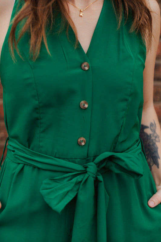 Scarlett Solid Button Down Jumpsuit