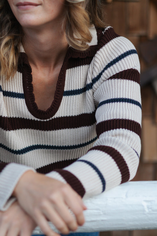 Amanda Striped Collared Sweater