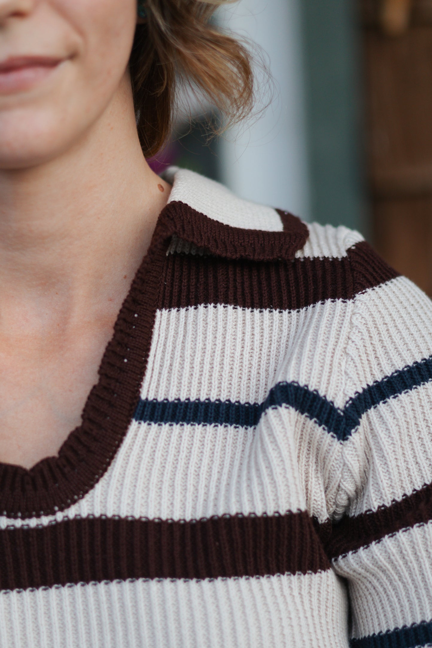 Amanda Striped Collared Sweater