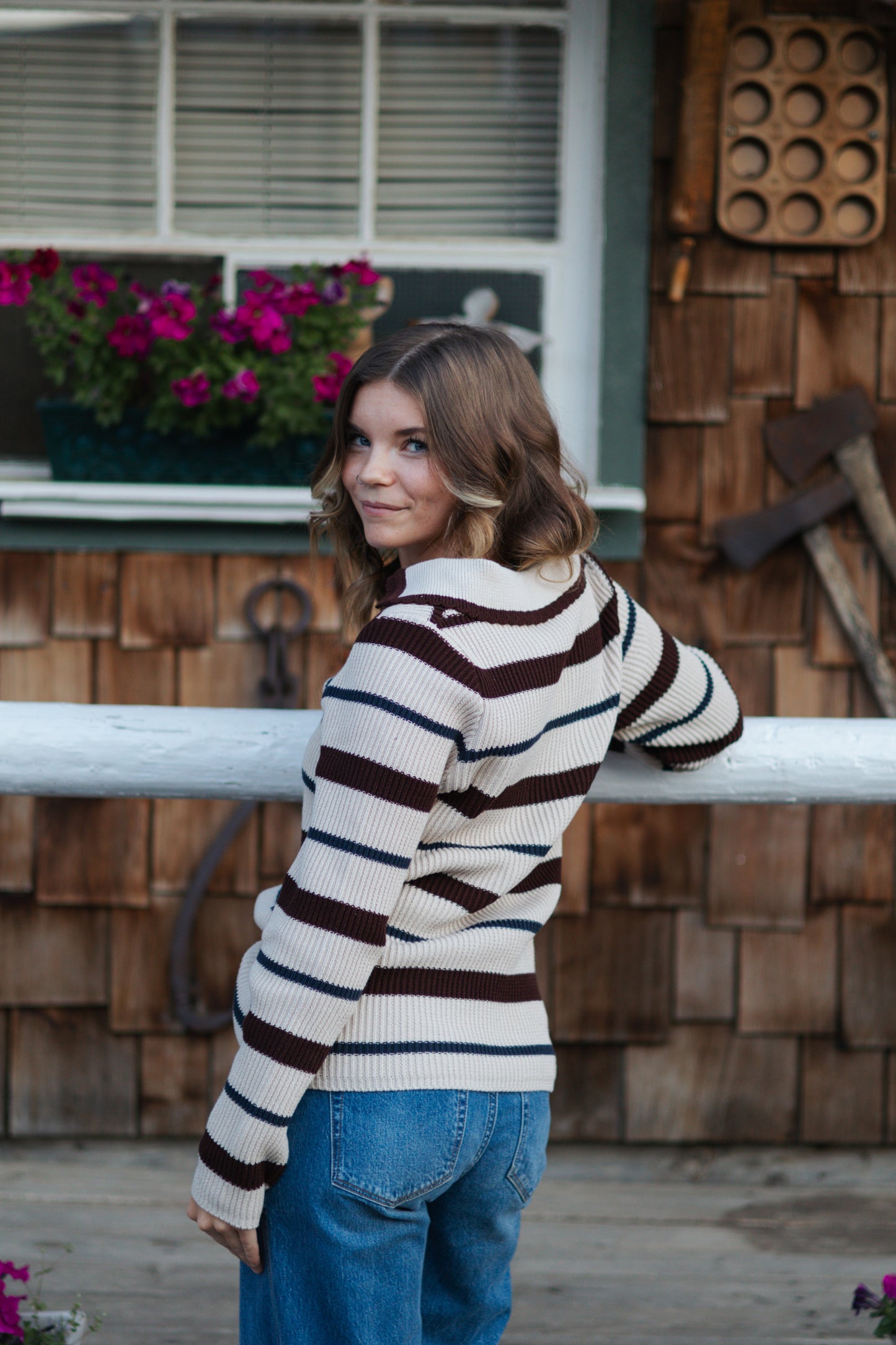 Amanda Striped Collared Sweater