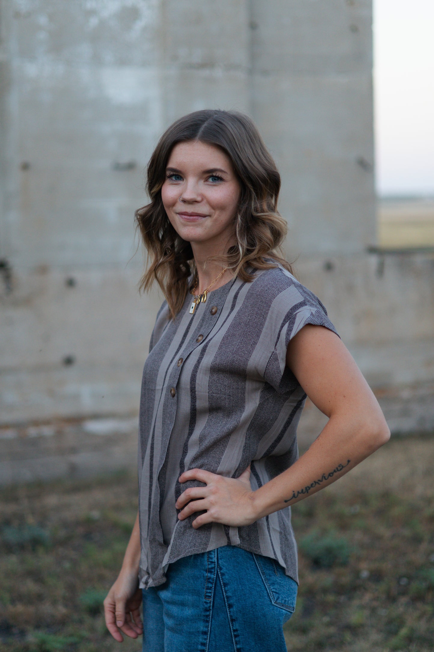 Marsha Side Button Short Sleeve Top