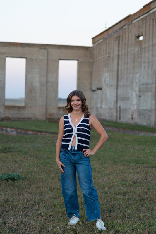 Stripe Split Hem Vest