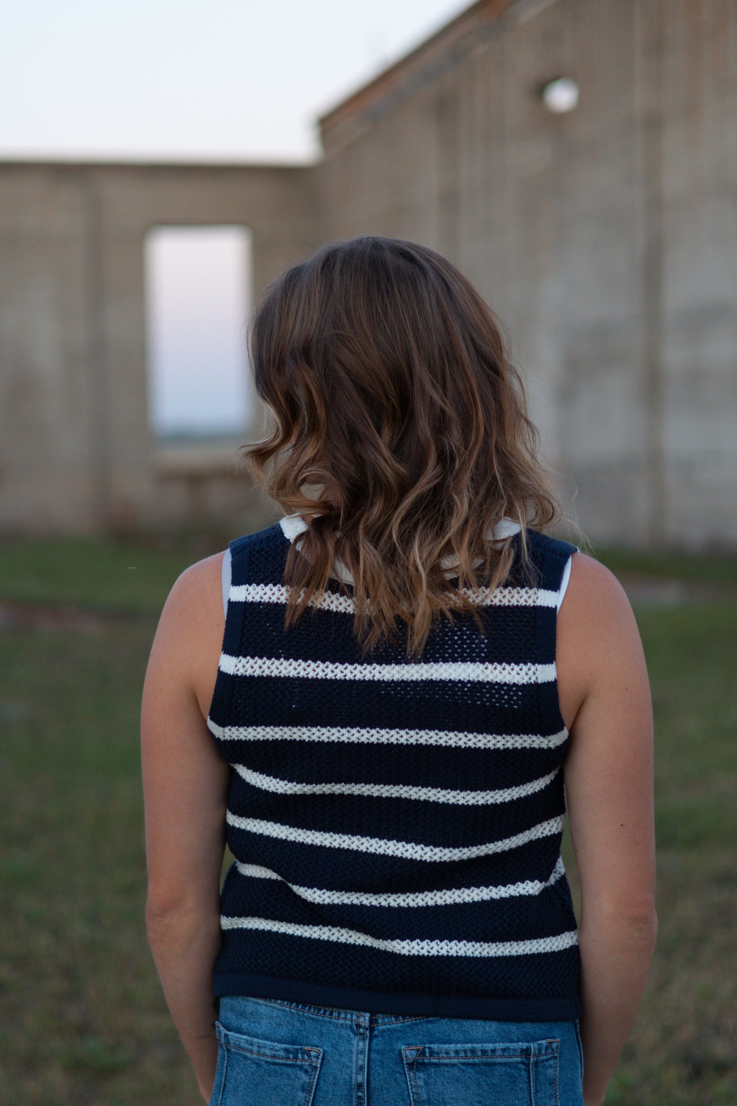 Stripe Split Hem Vest