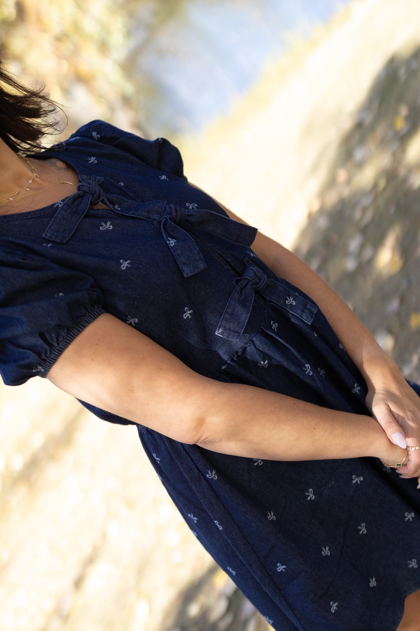 Dana Puff Sleeve Denim Tie Dress