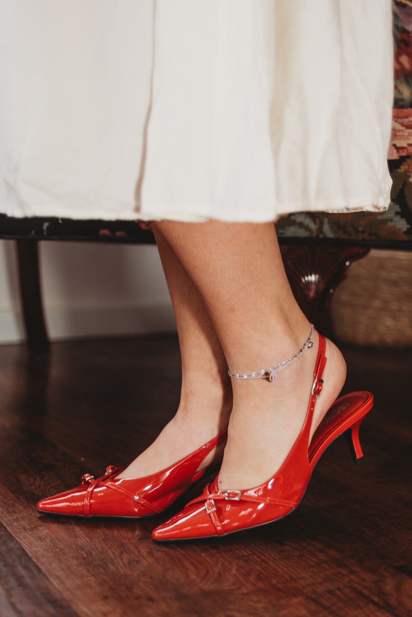 Arleta Sling Back Buckle Heel - Red
