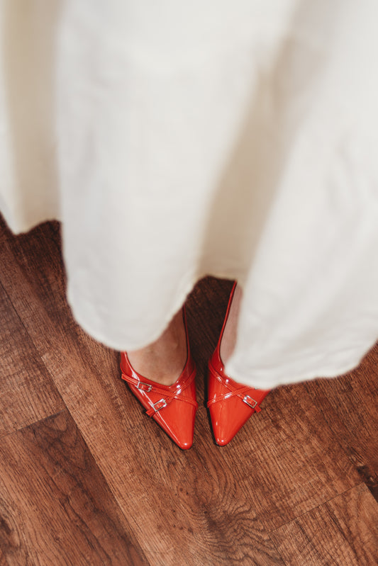 Arleta Sling Back Buckle Heel - Red