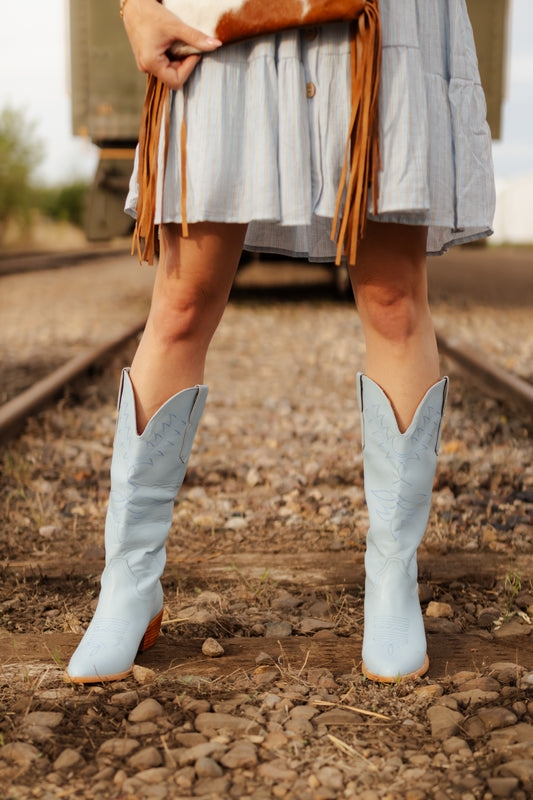 Adel Baby Blue Western Boot