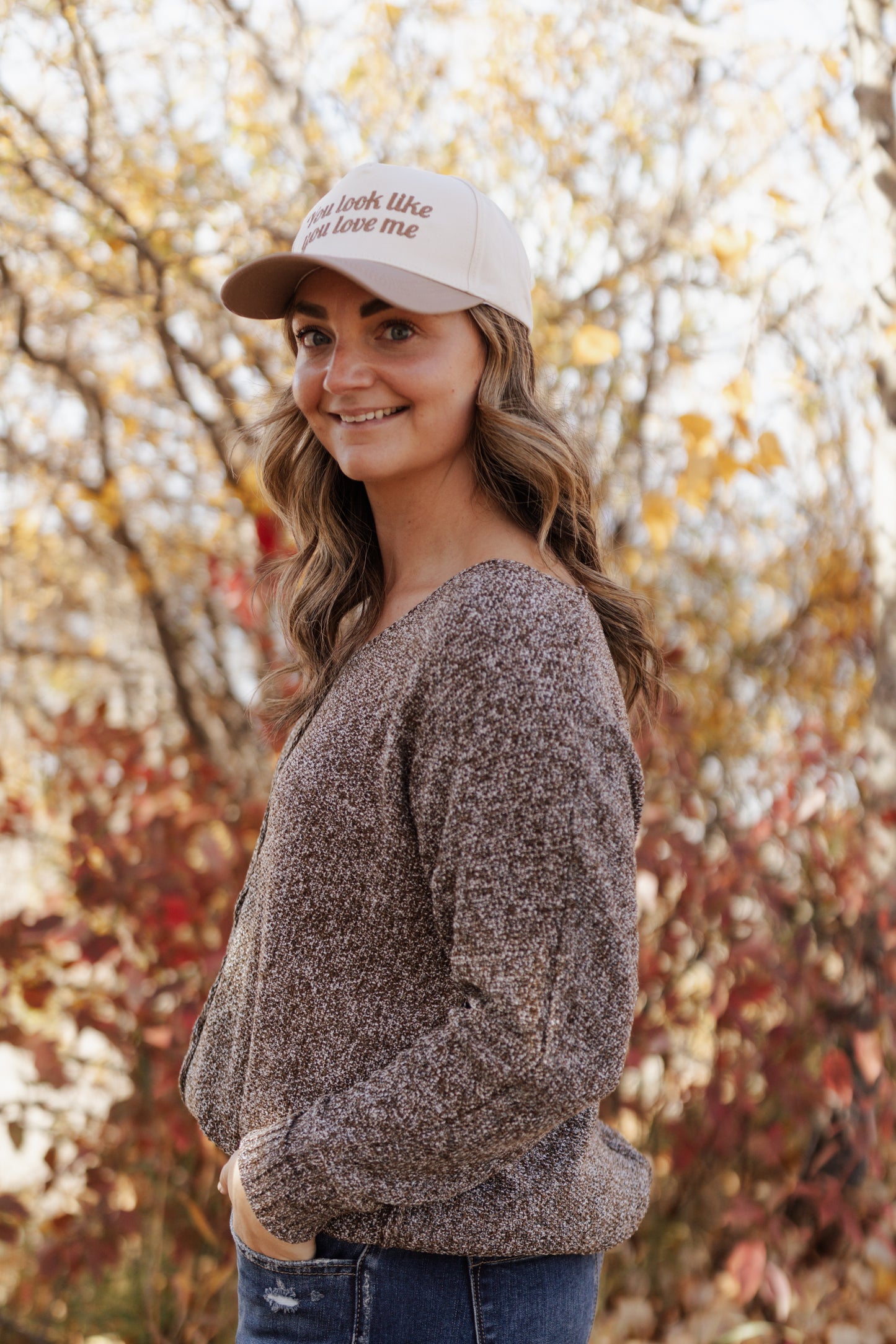 Tessa Center Seam Hi-Low Sweater- H Brown