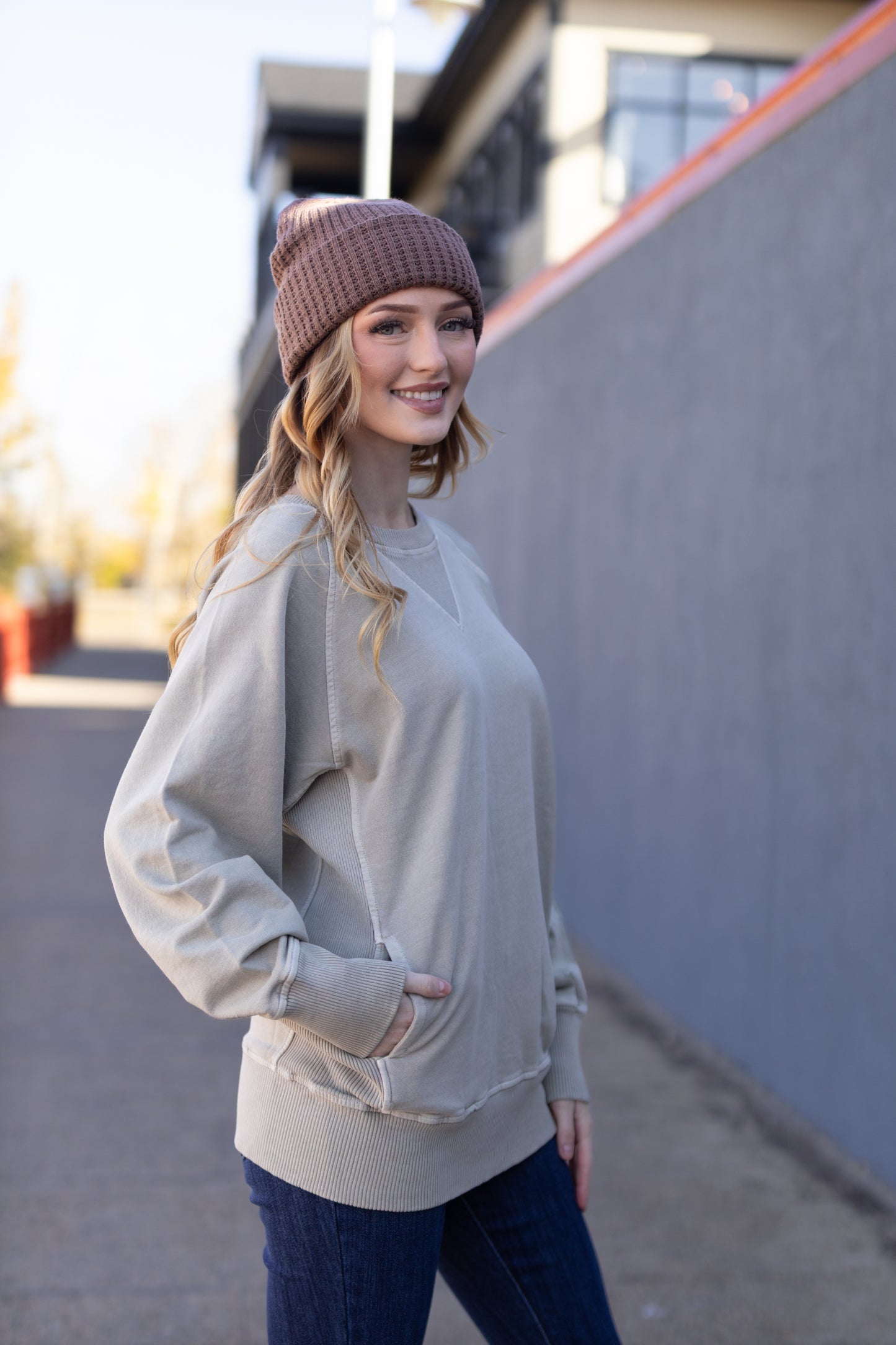 Hanna French Terry Pullover- Ash Sage