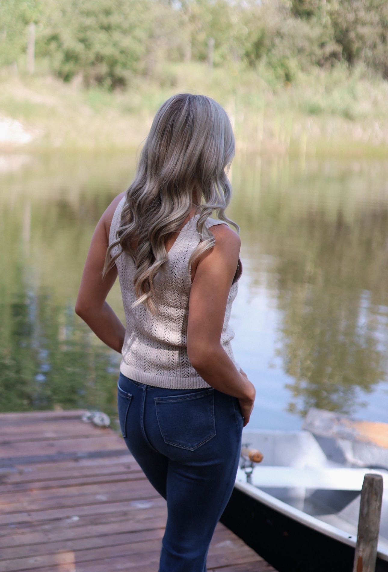 Marci Button Down Sweater Vest -Ivory