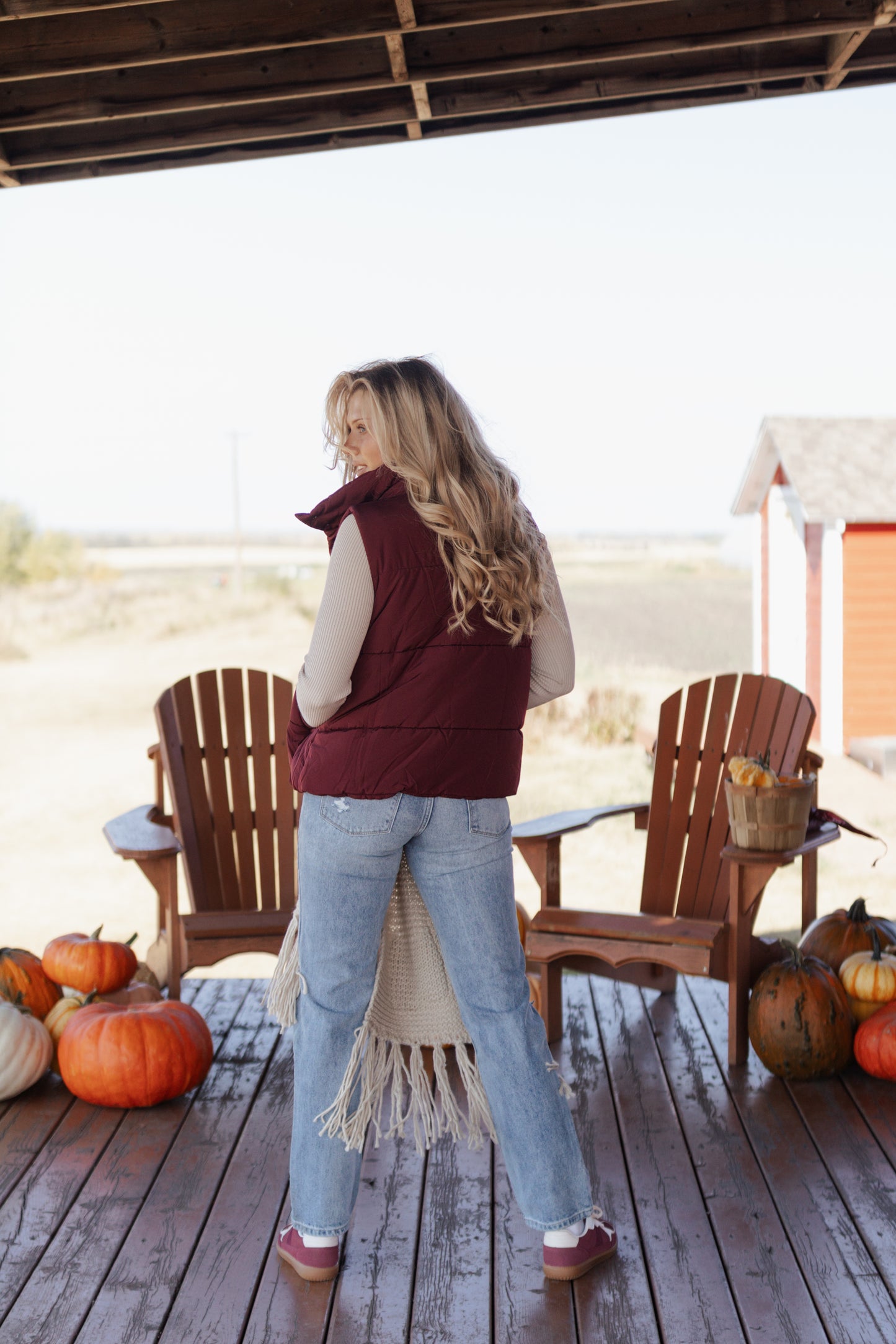 Mindy Puffer Vest - Burgundy