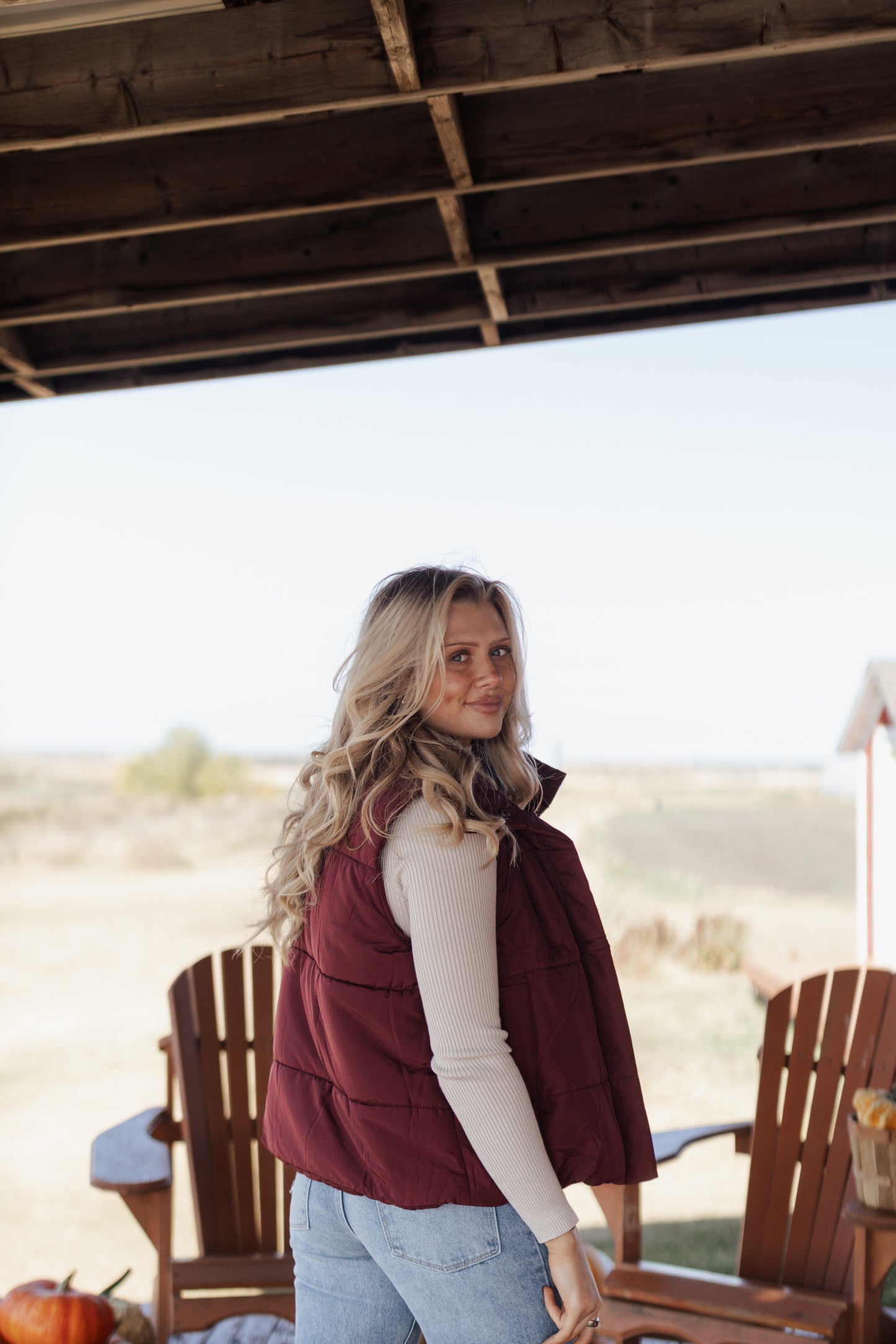 Mindy Puffer Vest - Burgundy