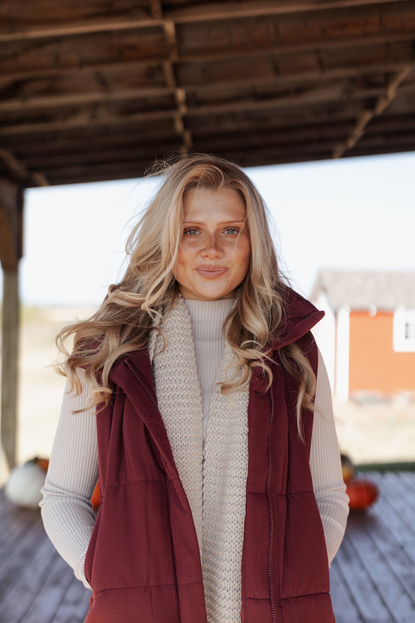Mindy Puffer Vest - Burgundy