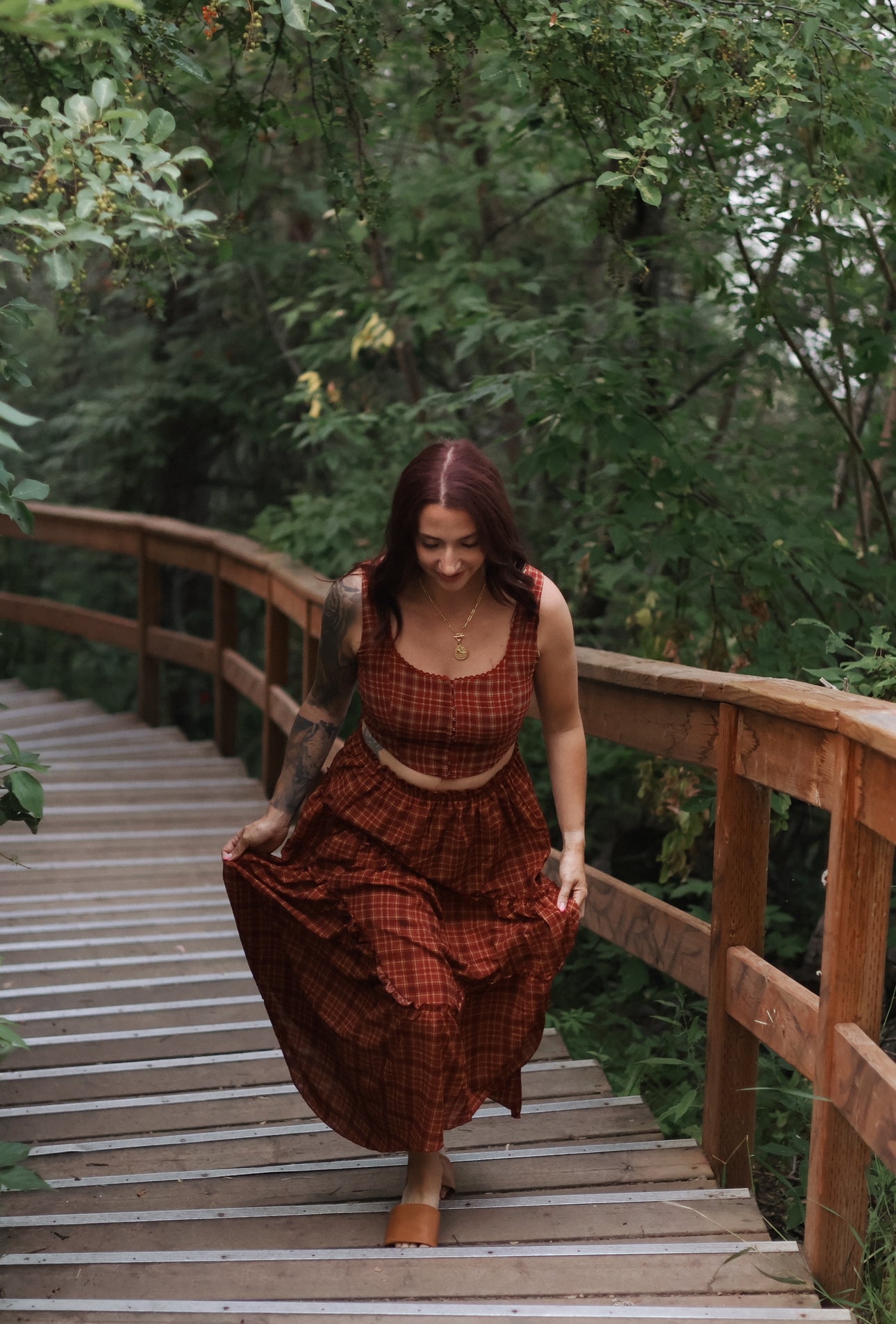 Kasandra Plaid Handkerchief Midi Skirt