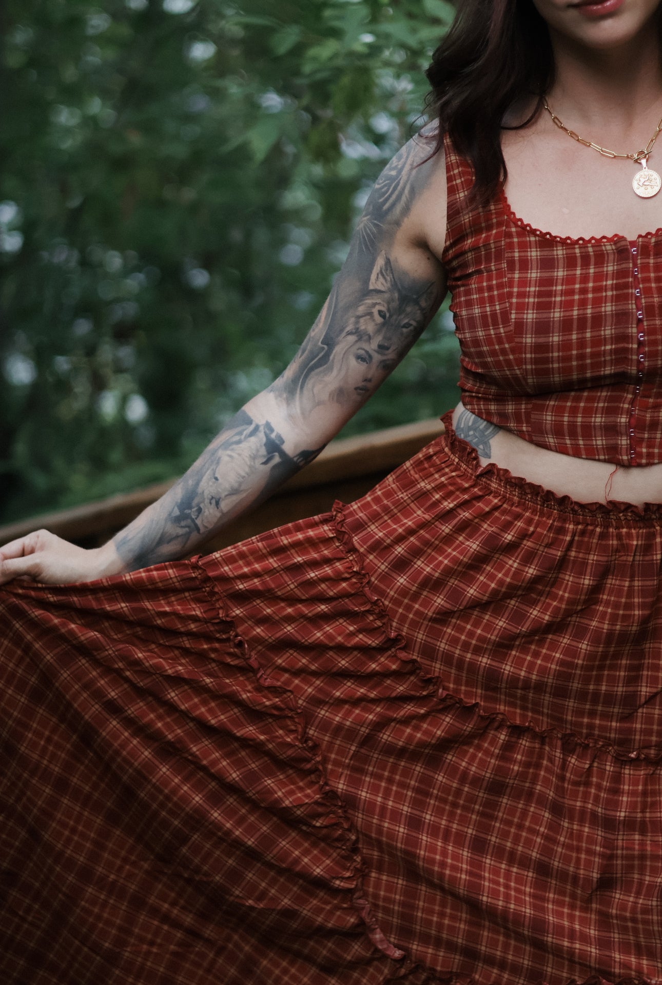 Kasandra Plaid Handkerchief Midi Skirt