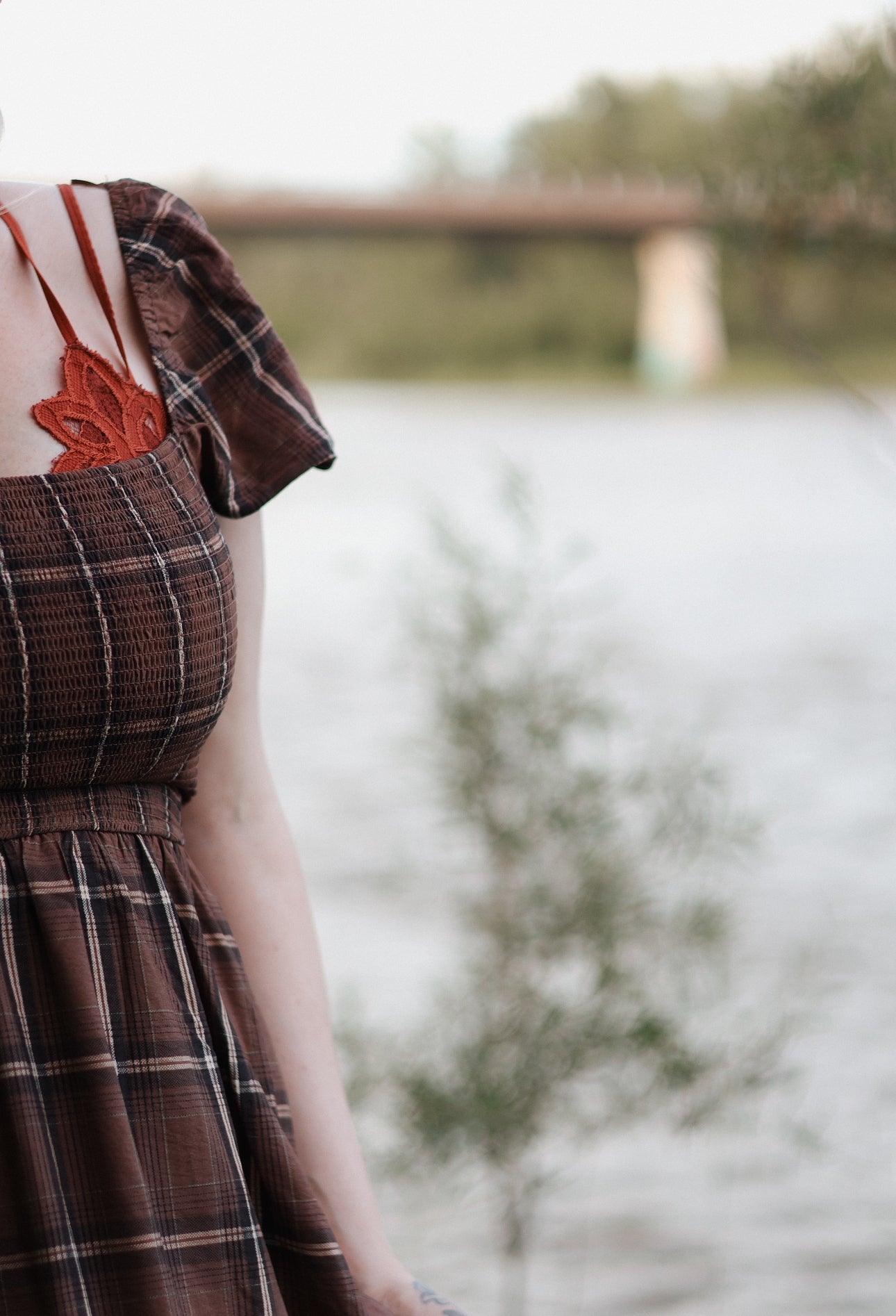 Kassidy Plaid Ruffle Hem Midi Dress