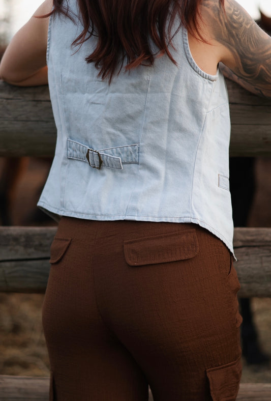 Marley Wide Leg Cargo Pants- Brown