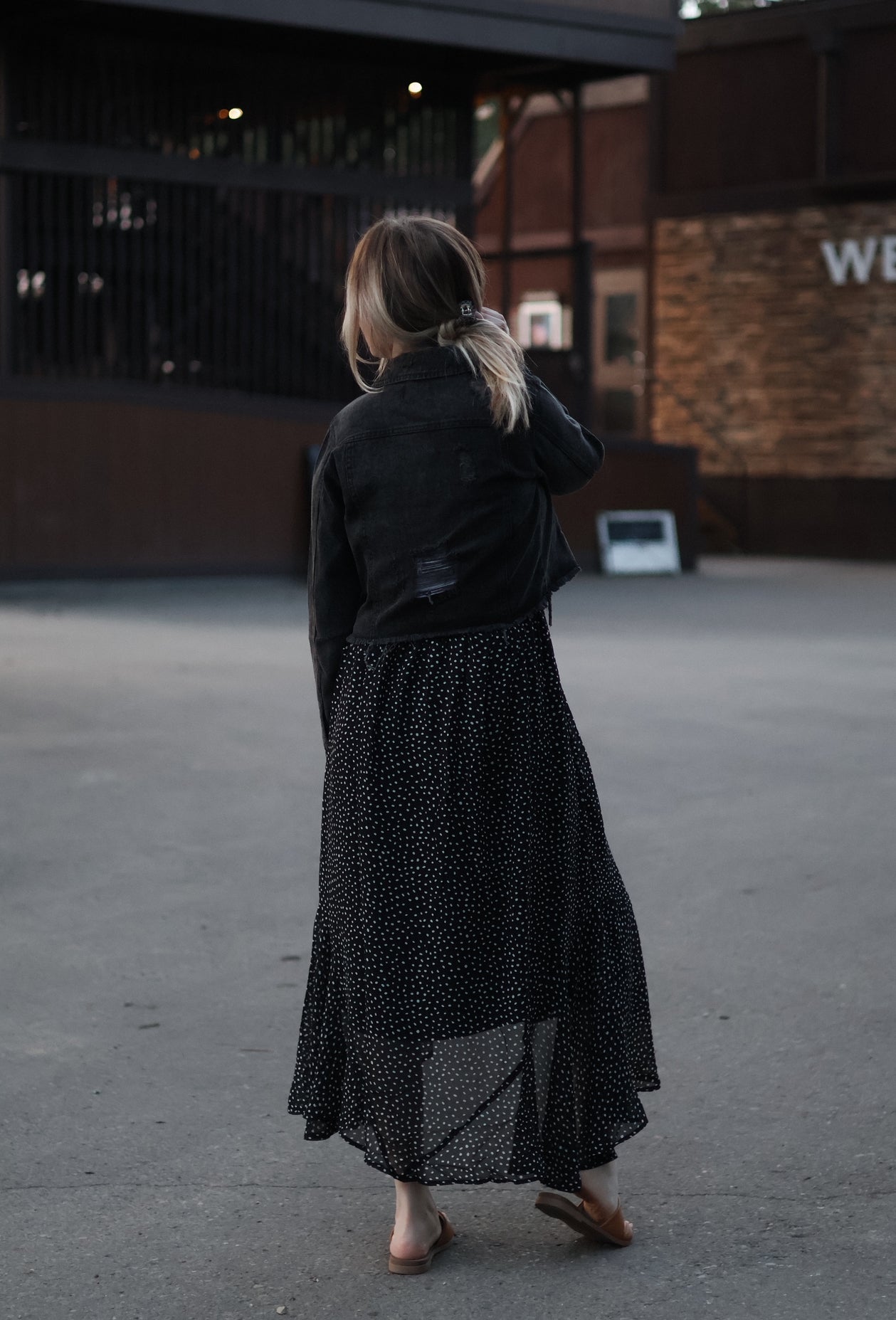 Jesenia Polka Dot Maxi Skirt- Black
