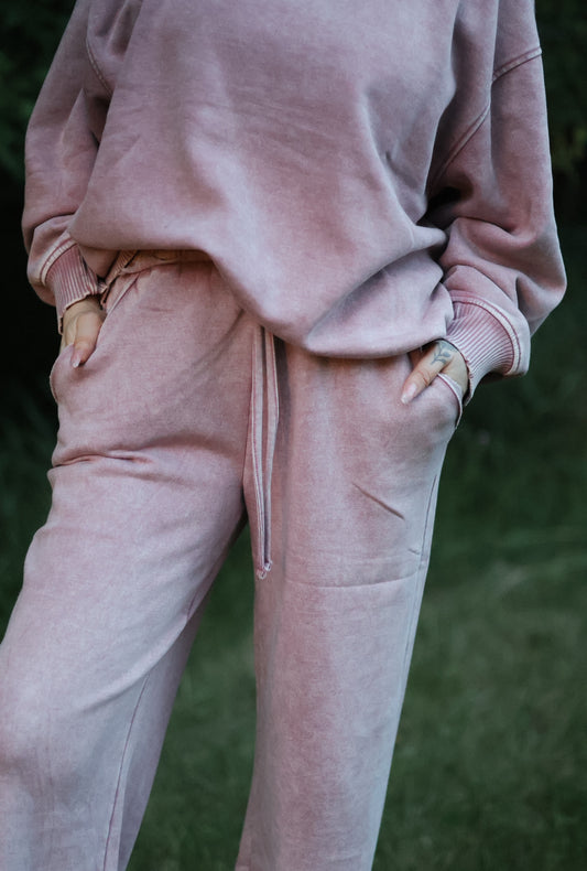 Natasha Acid Wash Fleece Sweat Pants