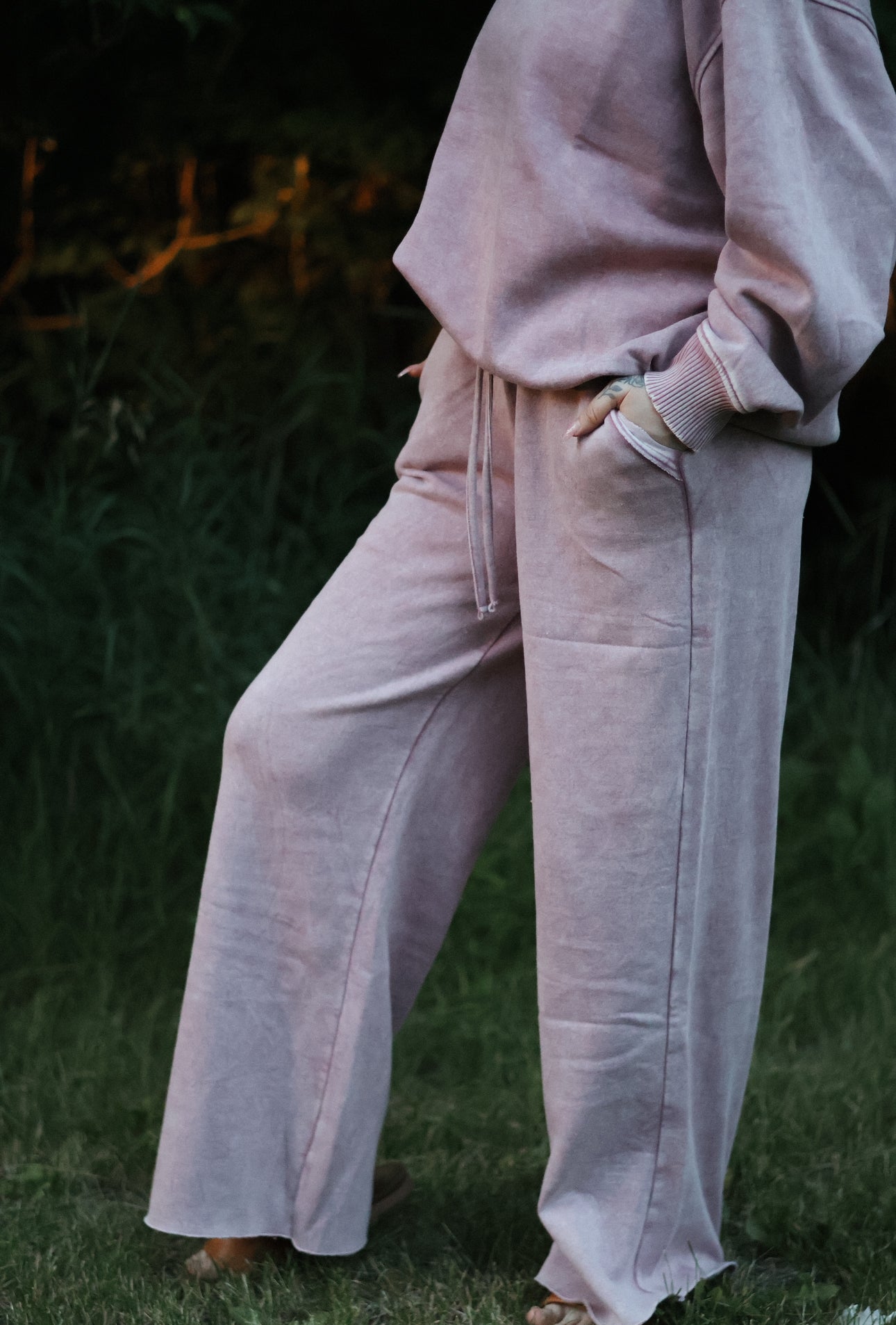 Natasha Acid Wash Fleece Sweat Pants