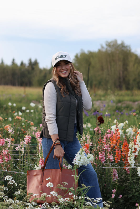 Molly Puff Vest- Olive