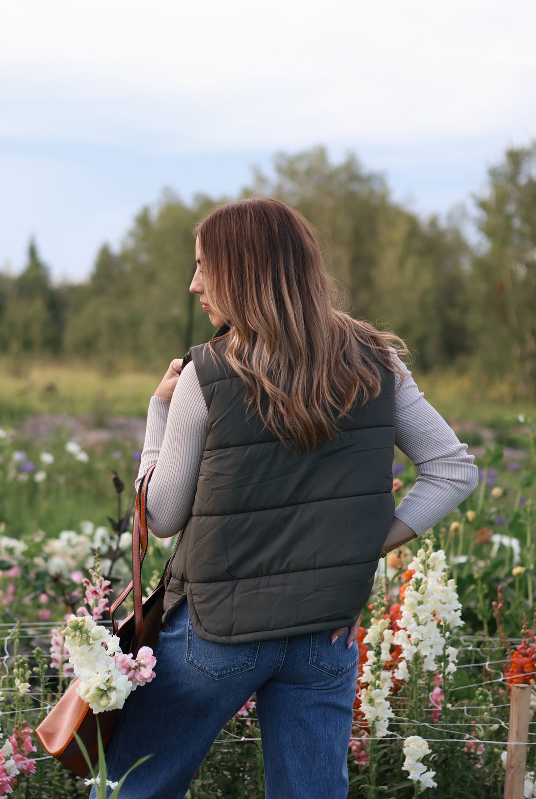 Molly Puff Vest- Olive