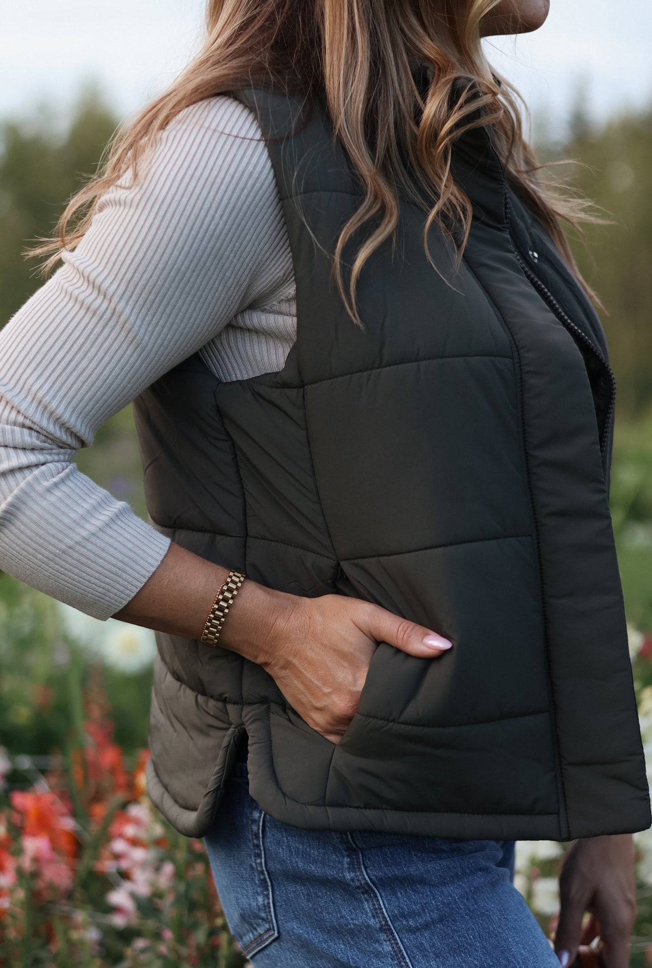 Molly Puff Vest- Olive