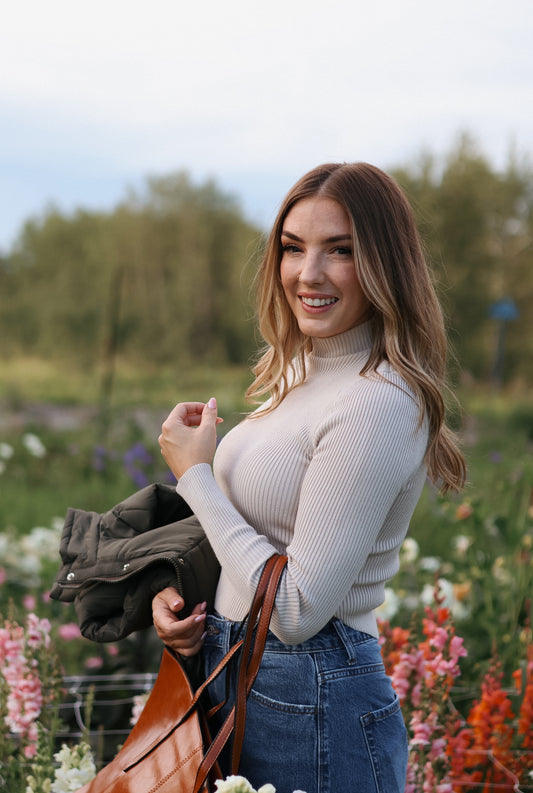 Cavill Crop Turtle Neck- Sand Beige