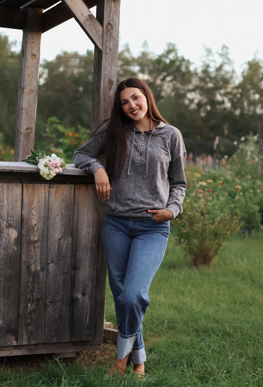 Fiona Washed Henley Hoodie