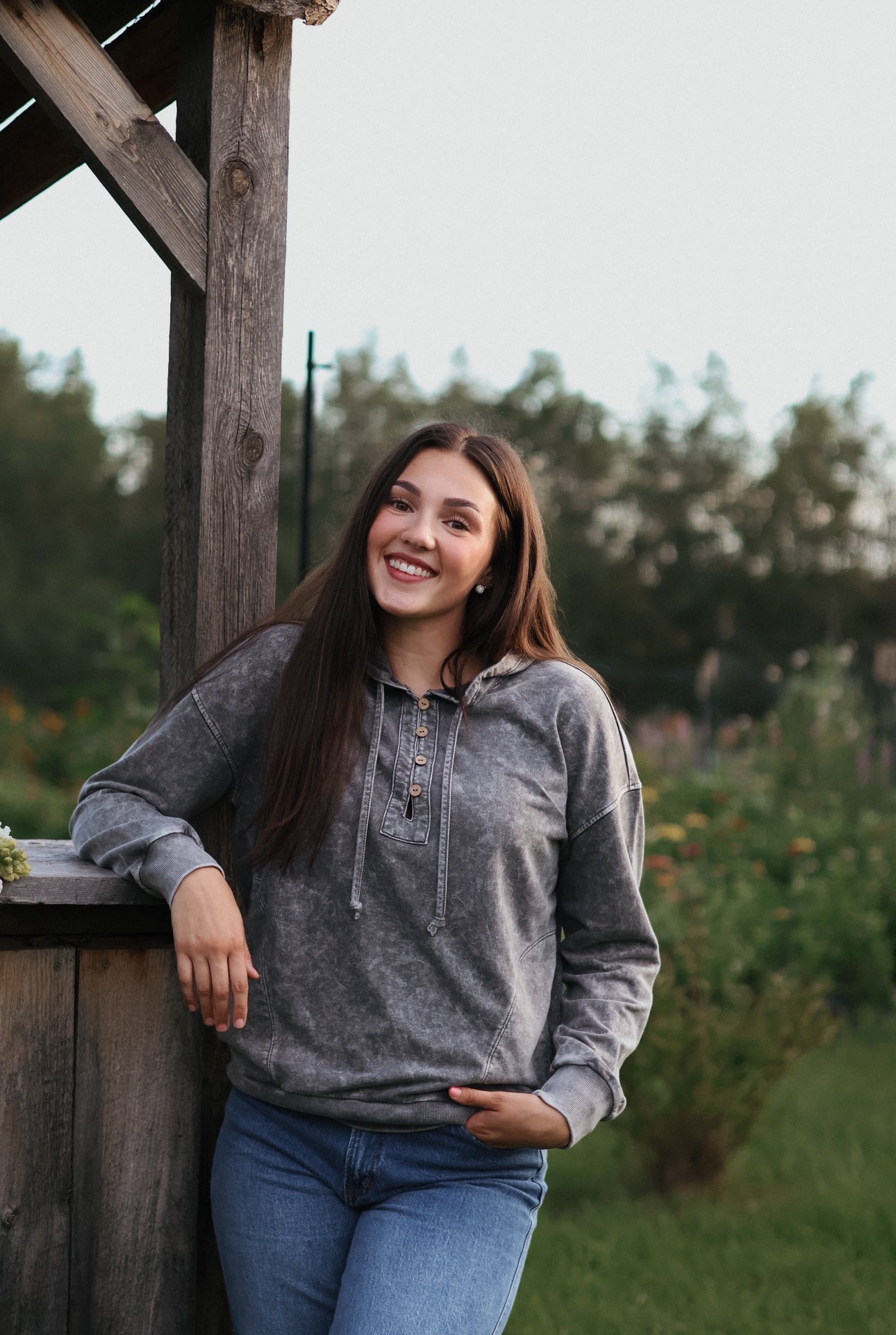 Fiona Washed Henley Hoodie