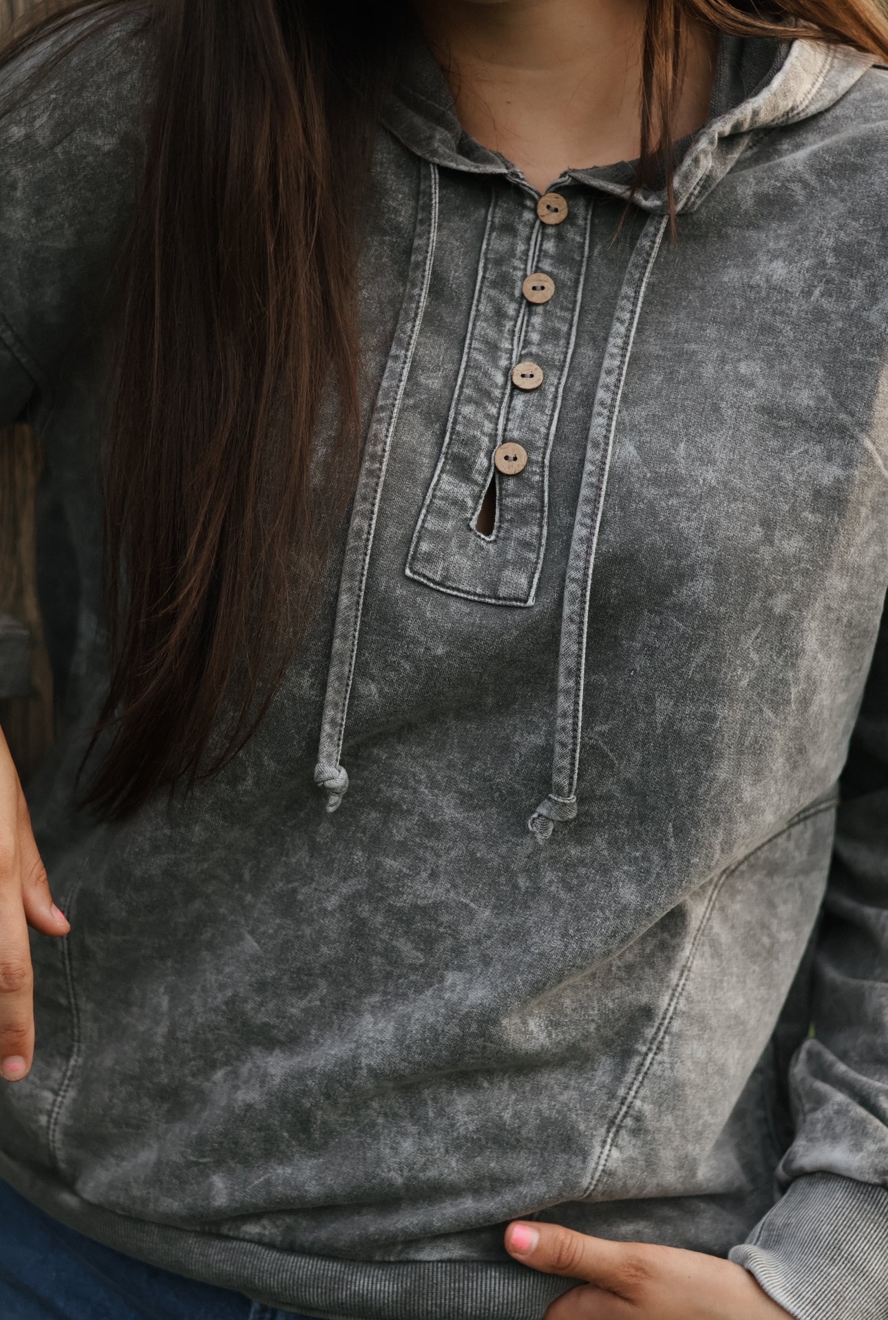 Fiona Washed Henley Hoodie