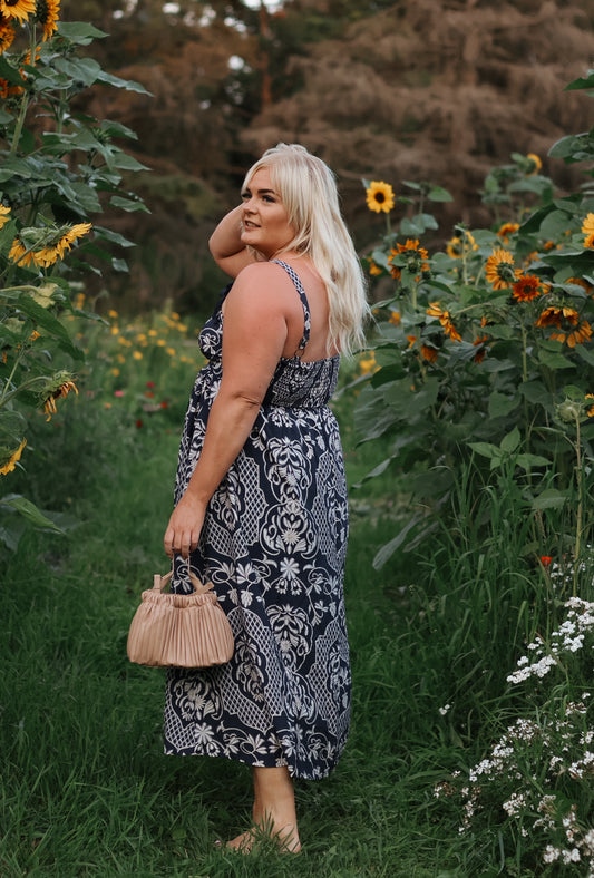 Charlotte Damask Midi Dress