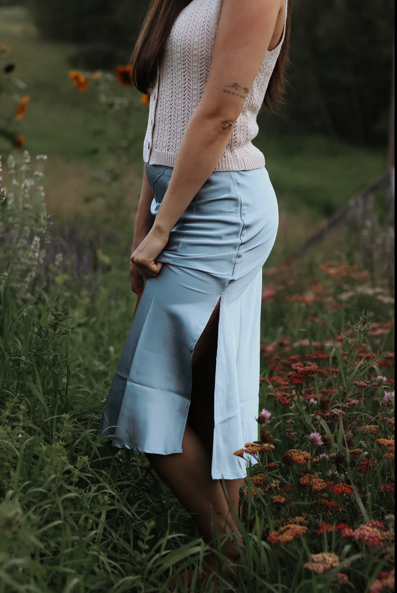 Clara Side Slit Midi Skirt