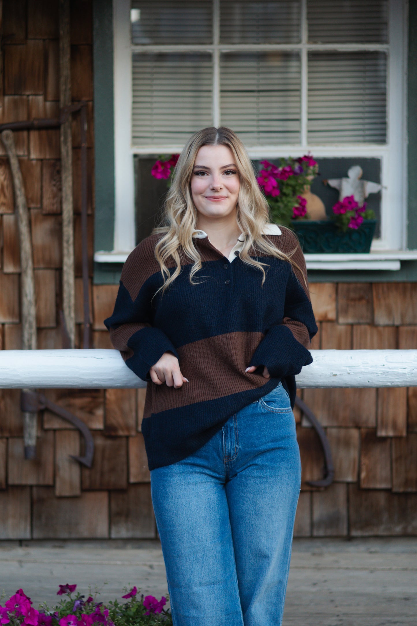 Radika Wide Stripe Polo Sweater