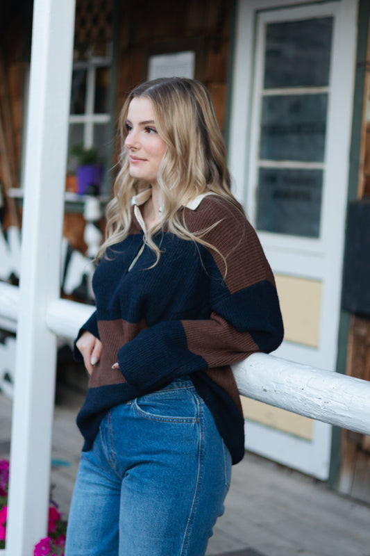 Radika Wide Stripe Polo Sweater