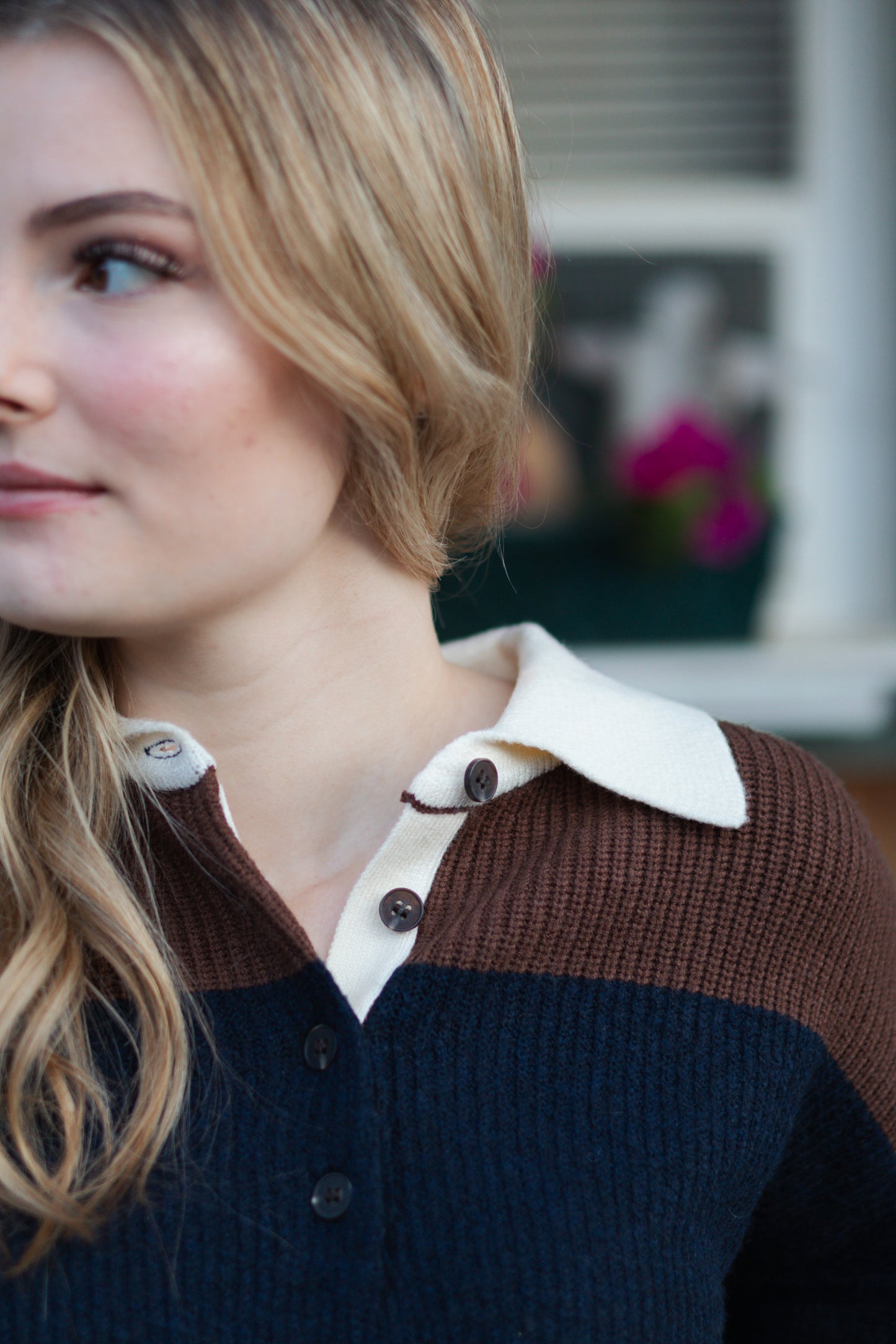 Radika Wide Stripe Polo Sweater
