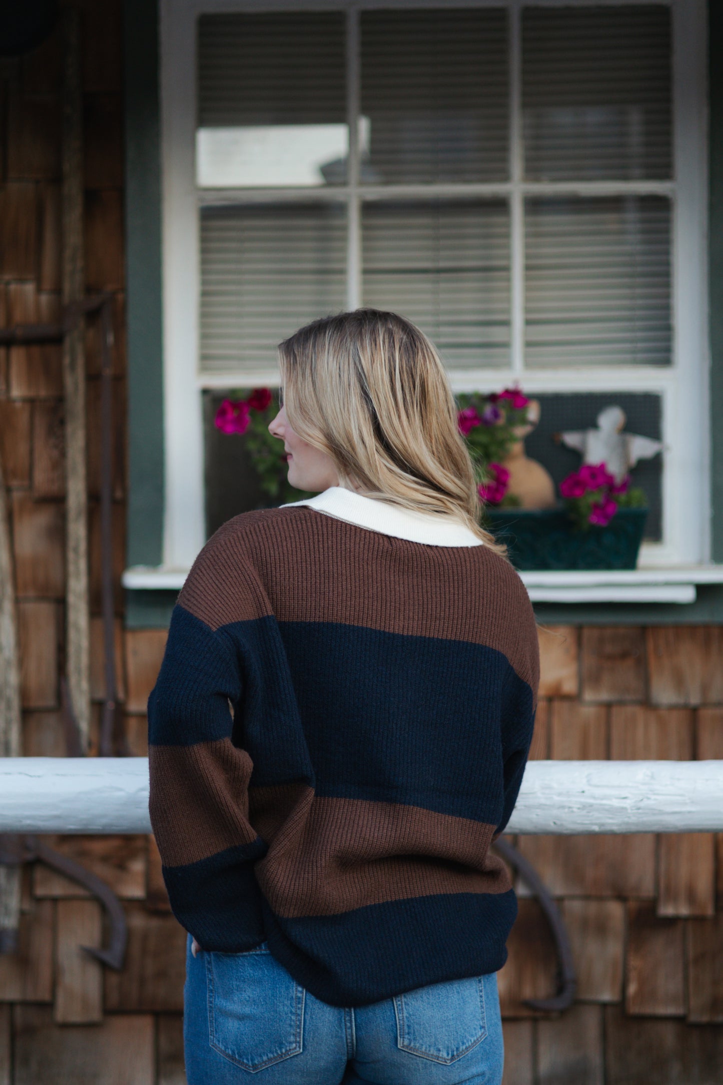 Radika Wide Stripe Polo Sweater