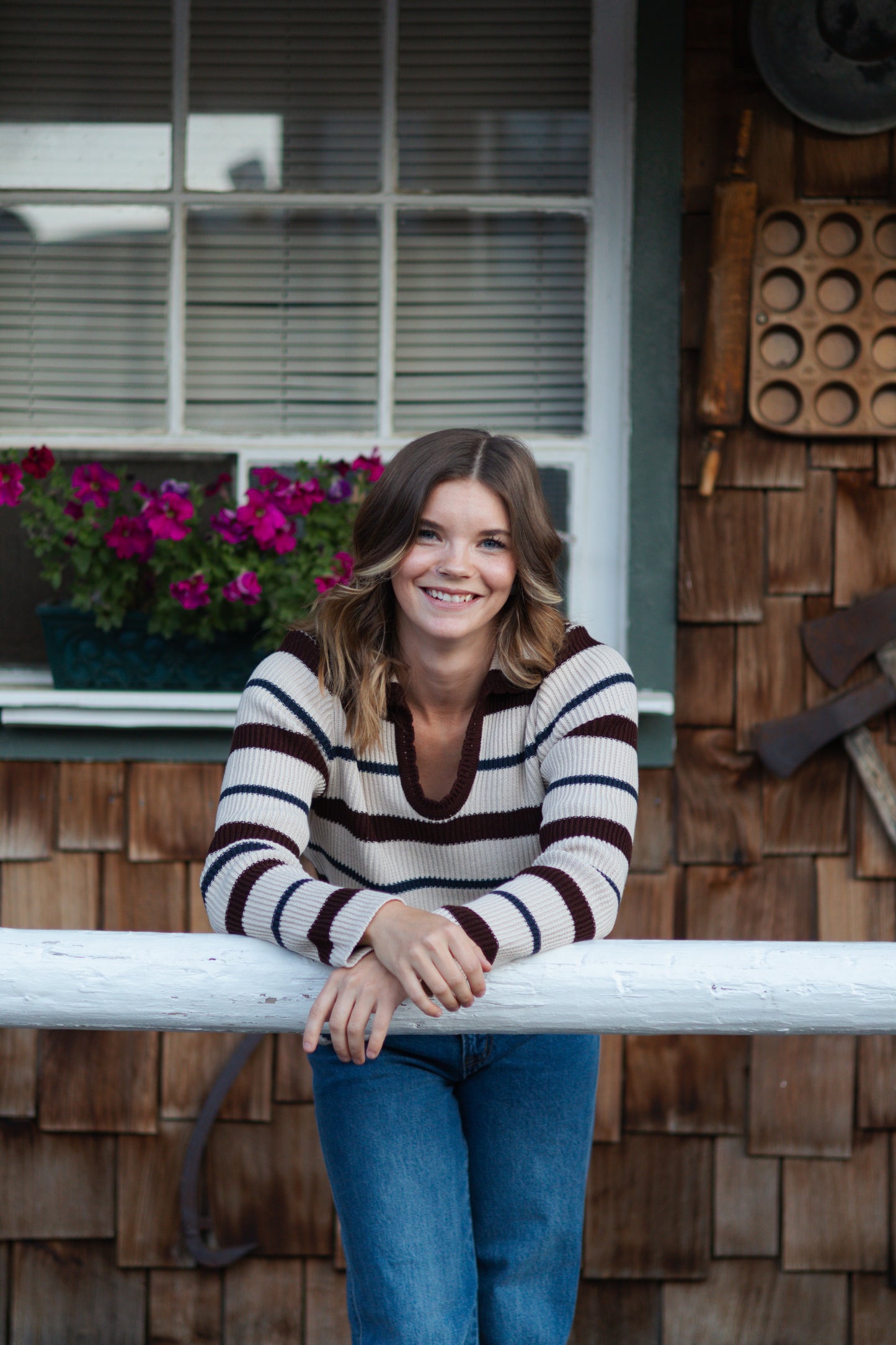 Amanda Striped Collared Sweater
