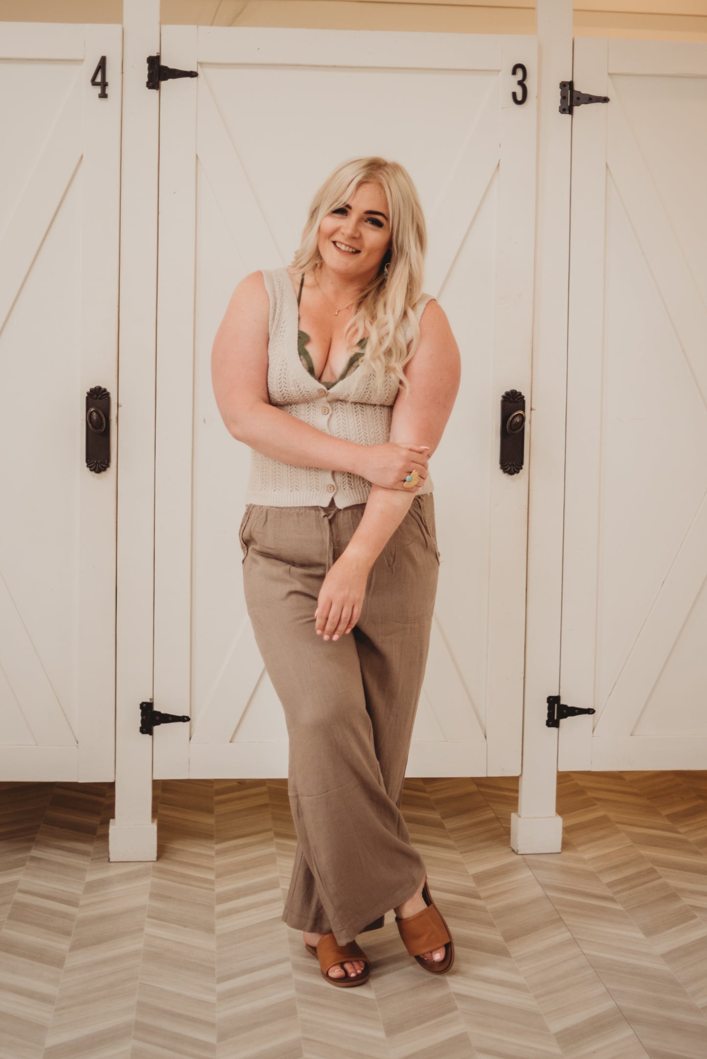 Macey Wide Leg Linen Pant- Cocoa