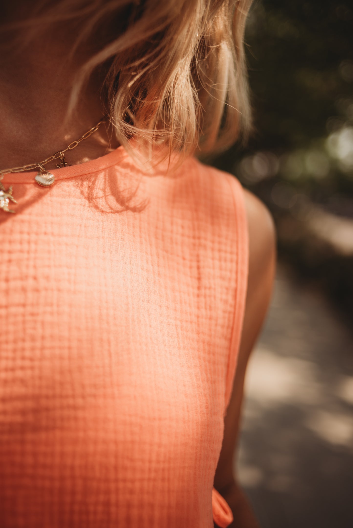 Alecia Woven Side Tie Top -Coral