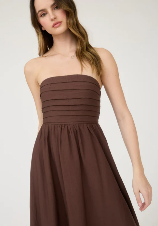 Barbra Pleated Strapless Sundress