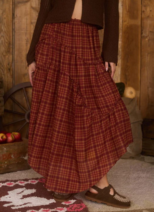 Kasandra Plaid Handkerchief Midi Skirt