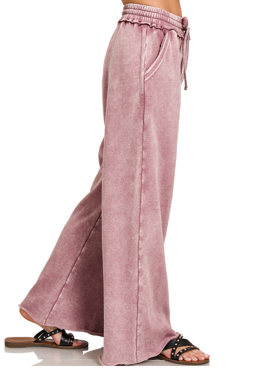 Natasha Acid Wash Fleece Sweat Pants