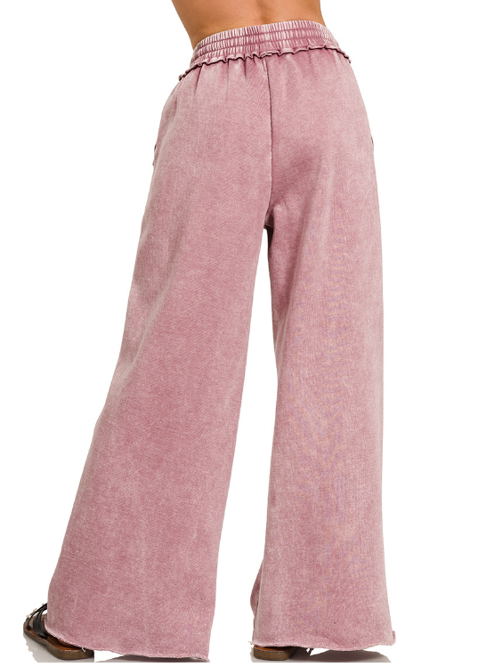 Natasha Acid Wash Fleece Sweat Pants