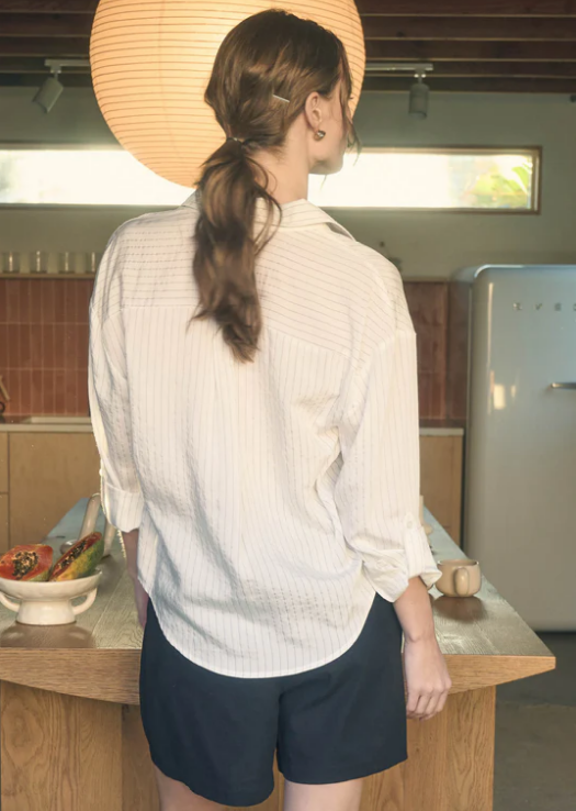 Lynn Pinstripe Collard Button Down Shirt